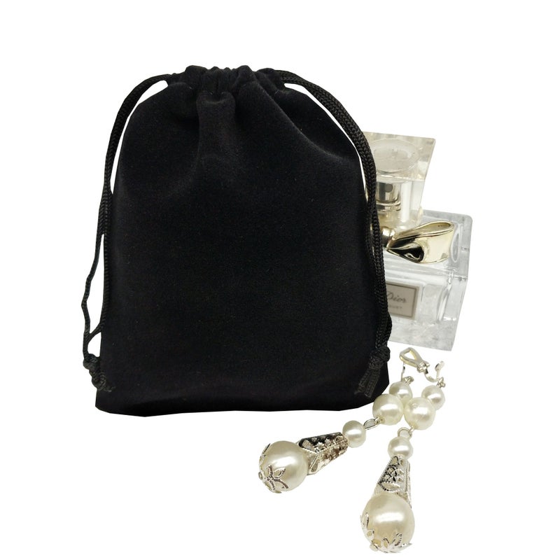 Ankirol 50pcs Velvet Drawstring Bags Jewelry Bags Pouches (Black, 4" X 4.7") - Image 2